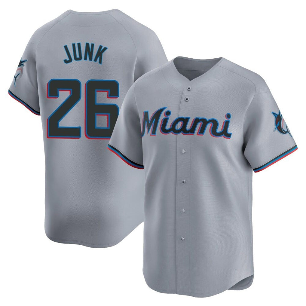 My Store M.Marlins #26 Janson Junk Player Gray Home Limited Stitched Jerseys