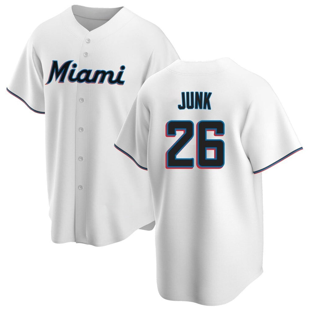 My Store M.Marlins #26 Janson Junk Player White  Home Game Stitched Jerseys