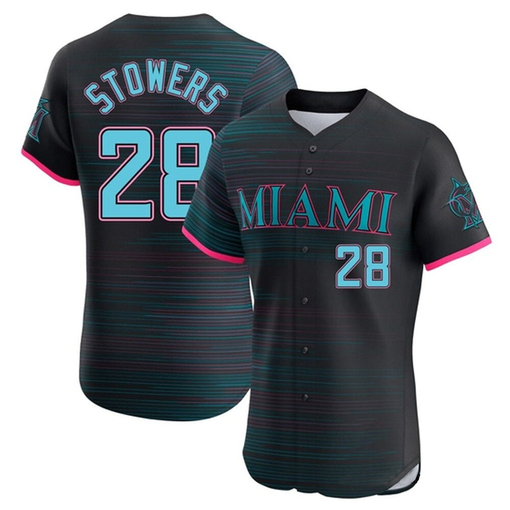 My Store M.Marlins #28 Kyle Stowers Player Black City Connect Home Limited Elite Stitched Jerseys
