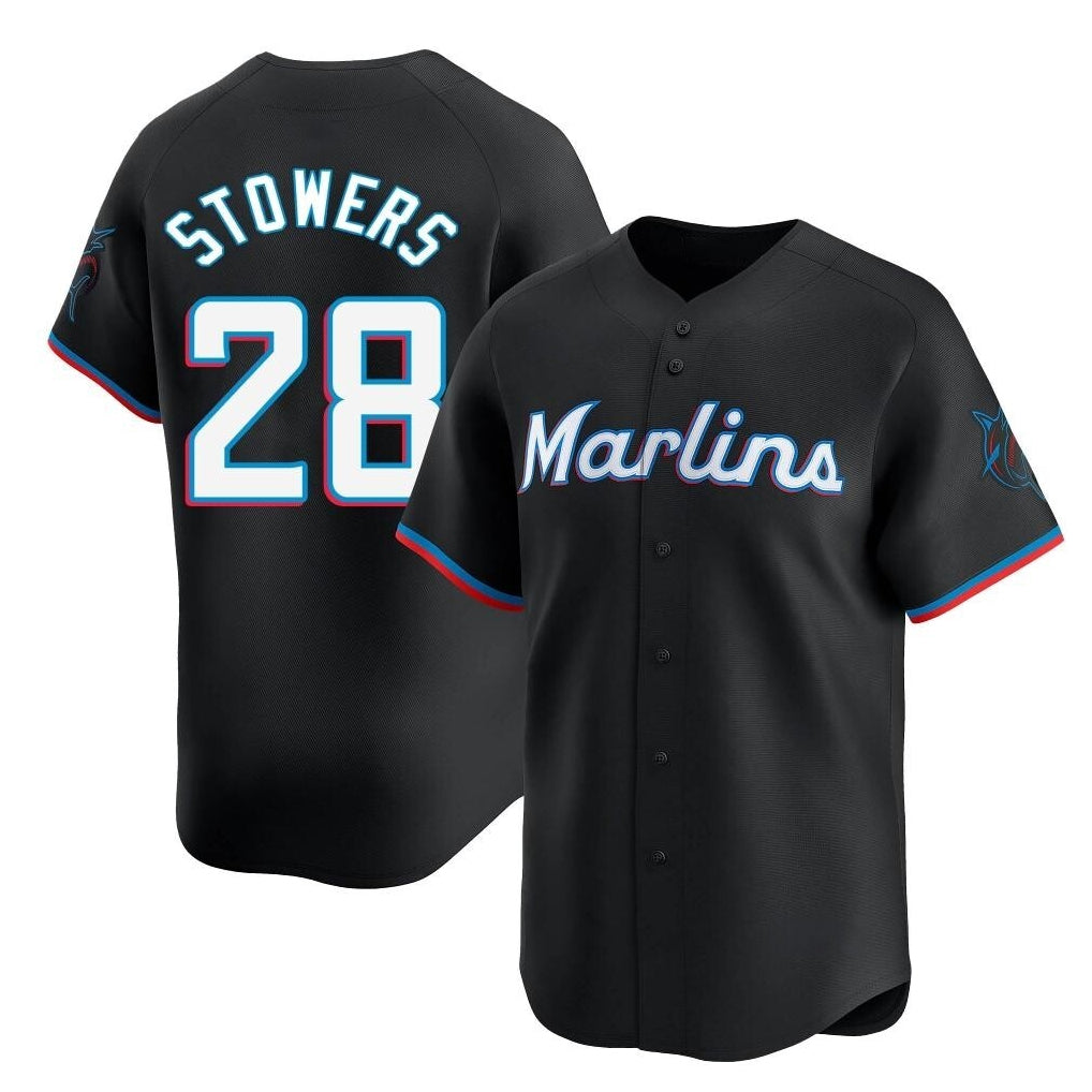 My Store M.Marlins #28 Kyle Stowers Player Black  Home Limited Stitched Jerseys
