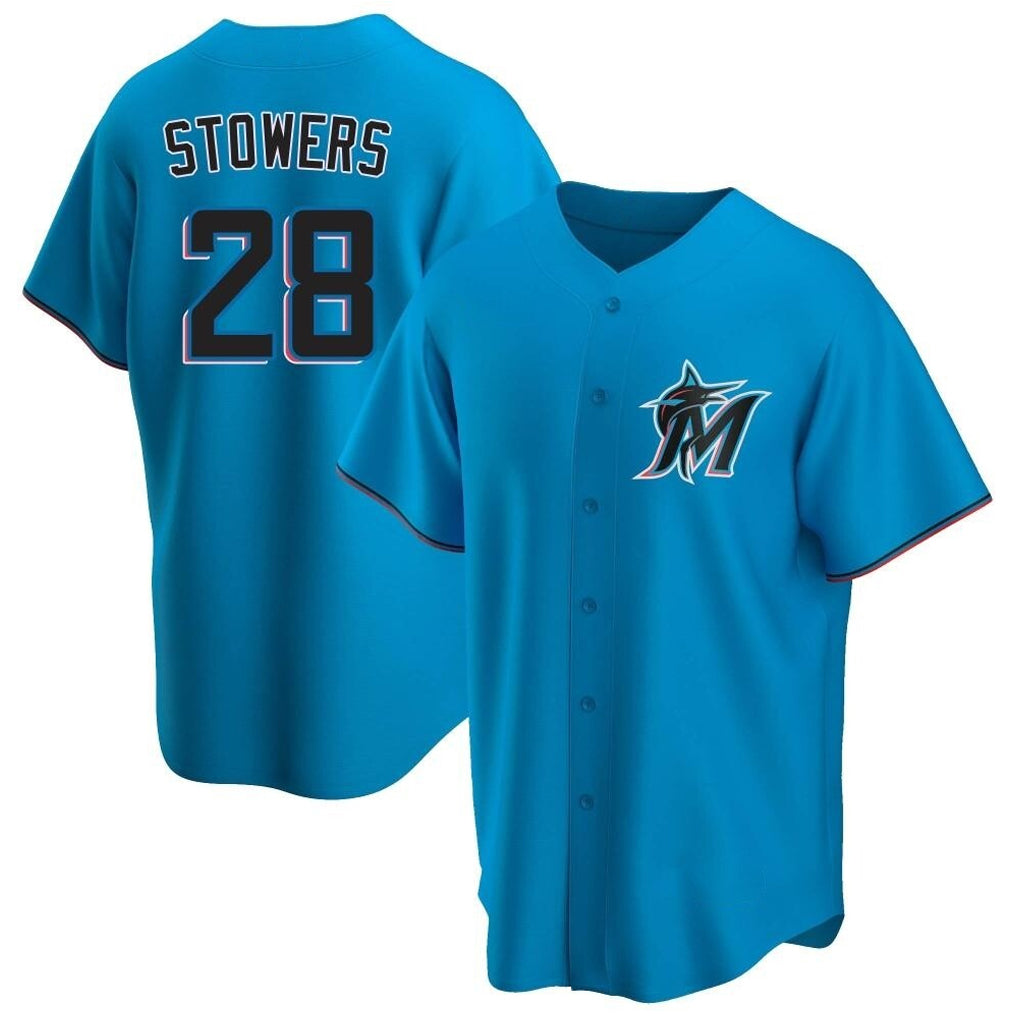 My Store M.Marlins #28 Kyle Stowers Player Blue Home Game Stitched Jerseys
