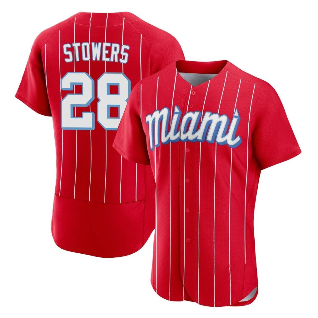 My Store M.Marlins #28 Kyle Stowers Player Red City Connect Home Limited Elite Stitched Jerseys