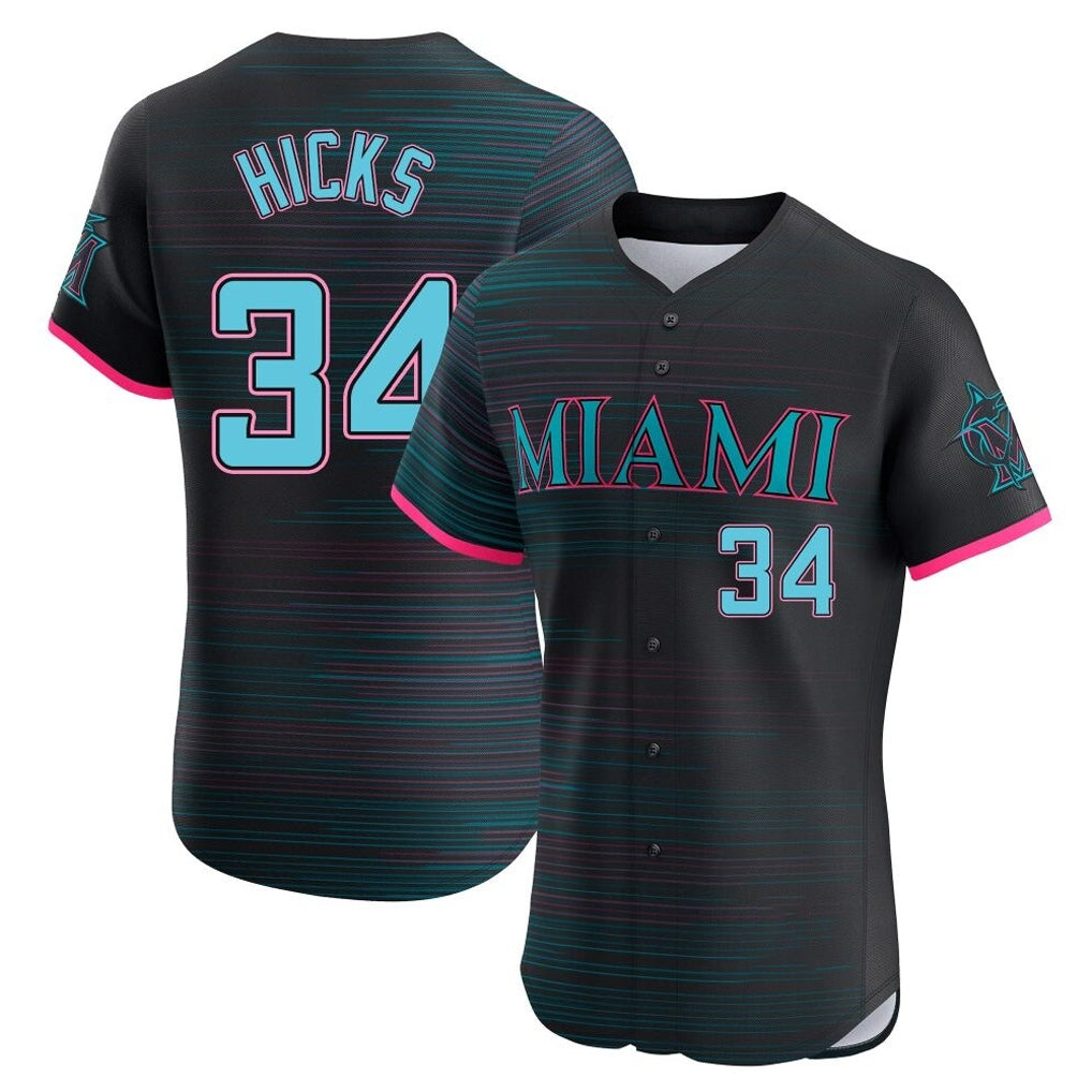 My Store M.Marlins #34 Liam Hicks Player Black City Connect Home Limited Elite Stitched Jerseys
