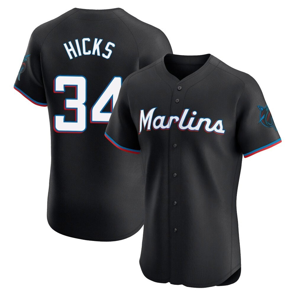 My Store M.Marlins #34 Liam Hicks Player Black Vapor Home Limited Elite Stitched Jerseys
