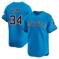 My Store M.Marlins #34 Liam Hicks Player Blue Home Limited Stitched Jerseys