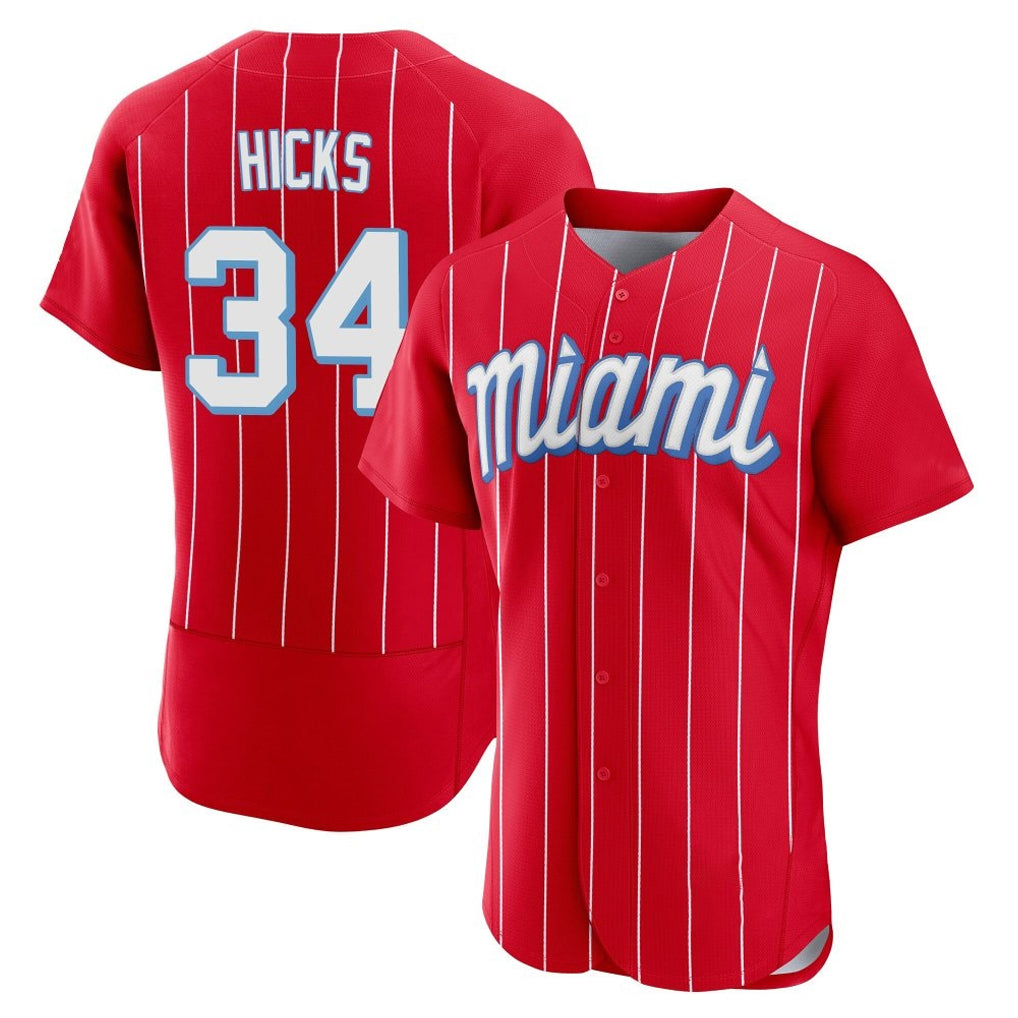 My Store M.Marlins #34 Liam Hicks Player Red City Connect Home Limited Elite Stitched Jerseys
