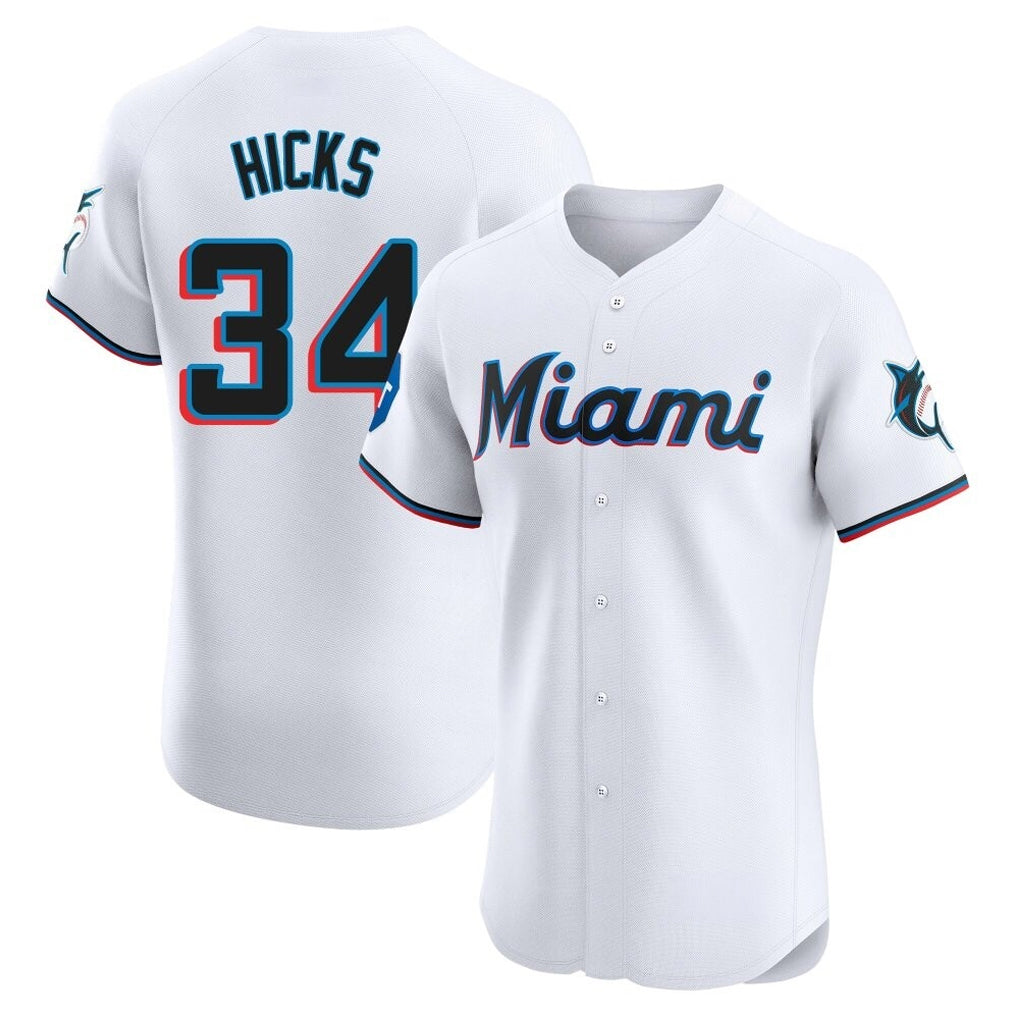 My Store M.Marlins #34 Liam Hicks Player White  Home Limited Elite Stitched Jerseys