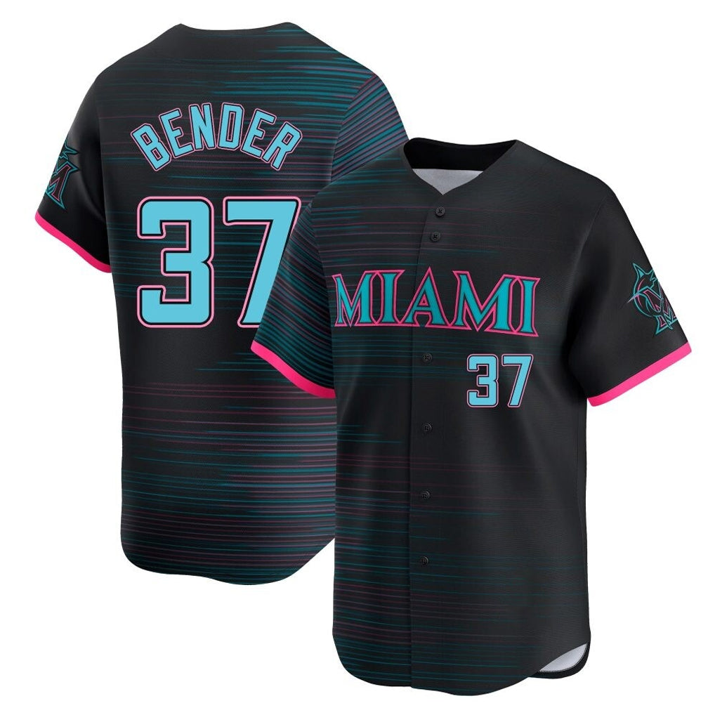 My Store M.Marlins #37 Anthony Bender Player Black City Connect Home Limited Stitched Jerseys