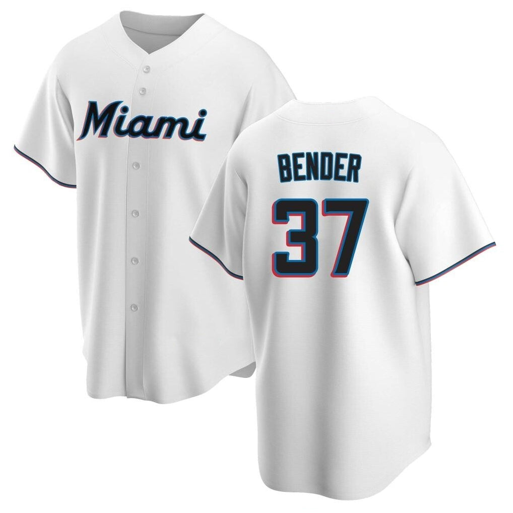 My Store M.Marlins #37 Anthony Bender Player White  Home Game Stitched Jerseys