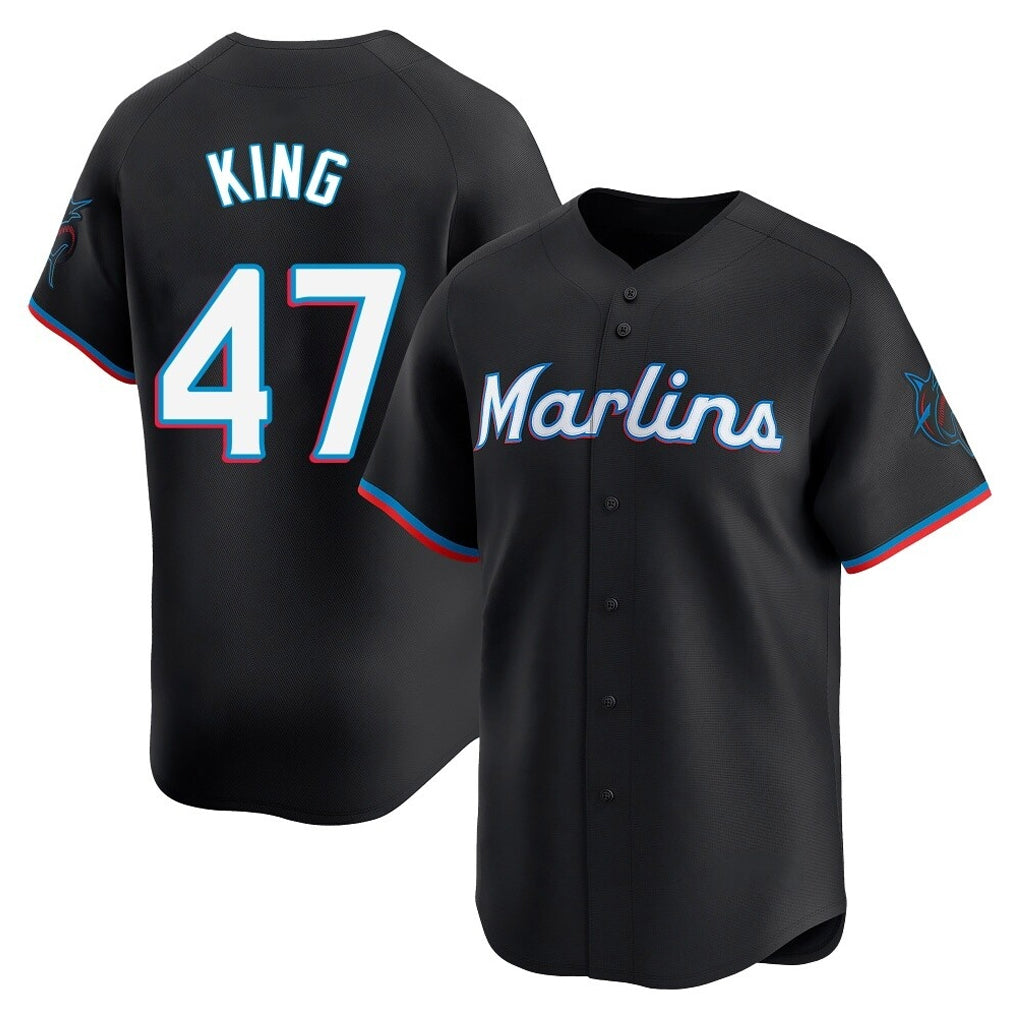 My Store M.Marlins #47 John King Player Black  Home Limited Stitched Jerseys