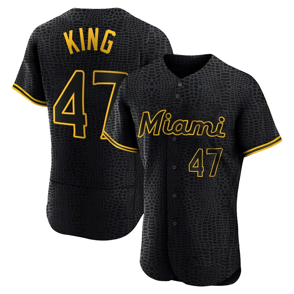My Store M.Marlins #47 John King Player Black Snake Skin City Home Limited Elite Stitched Jerseys