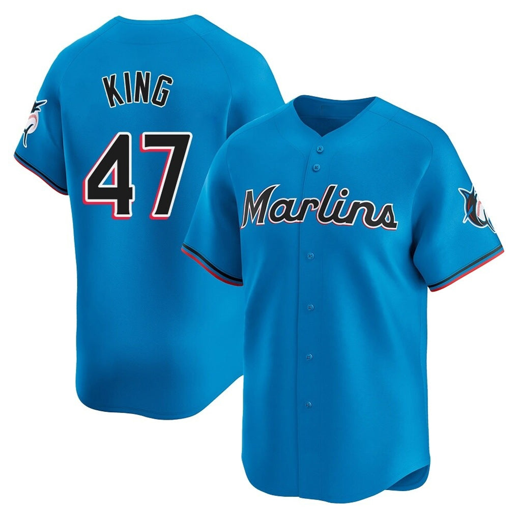 My Store M.Marlins #47 John King Player Blue Home Limited Stitched Jerseys