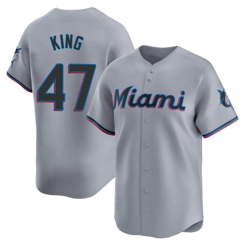My Store M.Marlins #47 John King Player Gray  Home Limited Stitched Jerseys