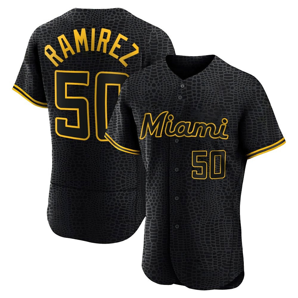 My Store M.Marlins #50 Agustin Ramirez Player Black Snake Skin City Home Limited Elite Stitched Jerseys