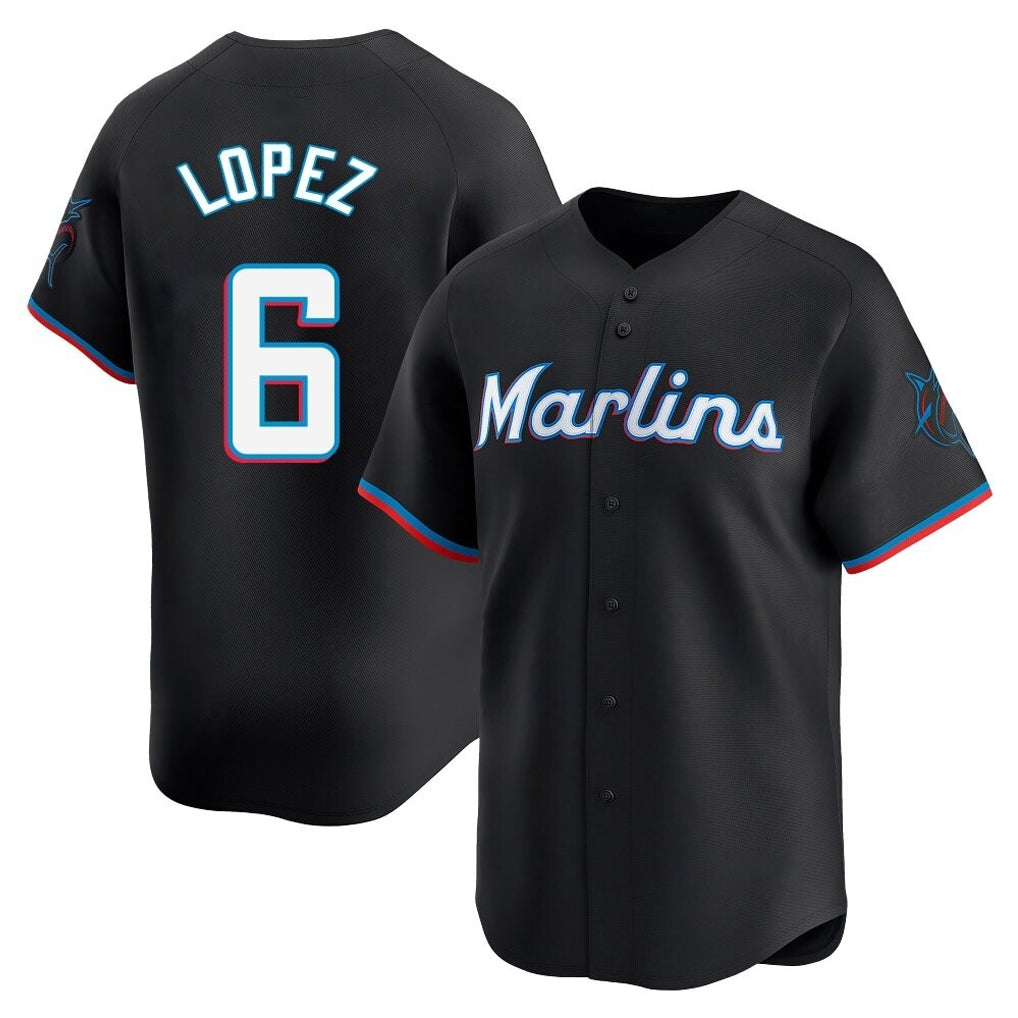 My Store M.Marlins #6 Otto Lopez Player Black  Home Limited Stitched Jerseys