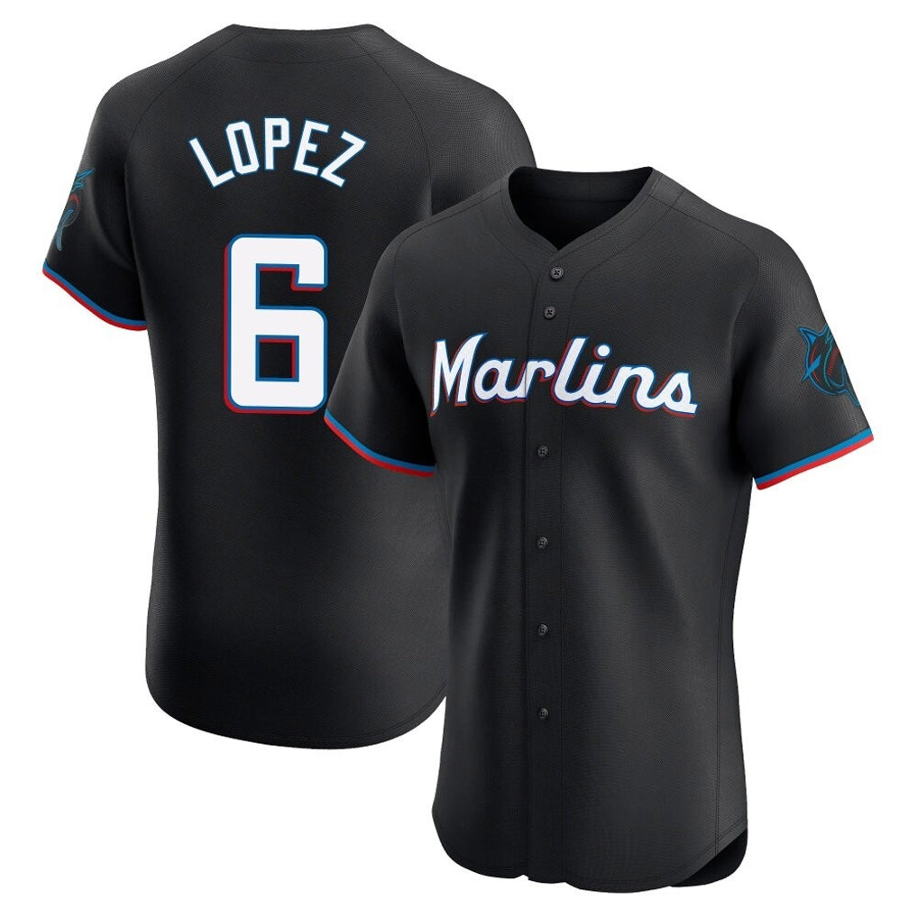 My Store M.Marlins #6 Otto Lopez Player Black Vapor Home Limited Elite Stitched Jerseys