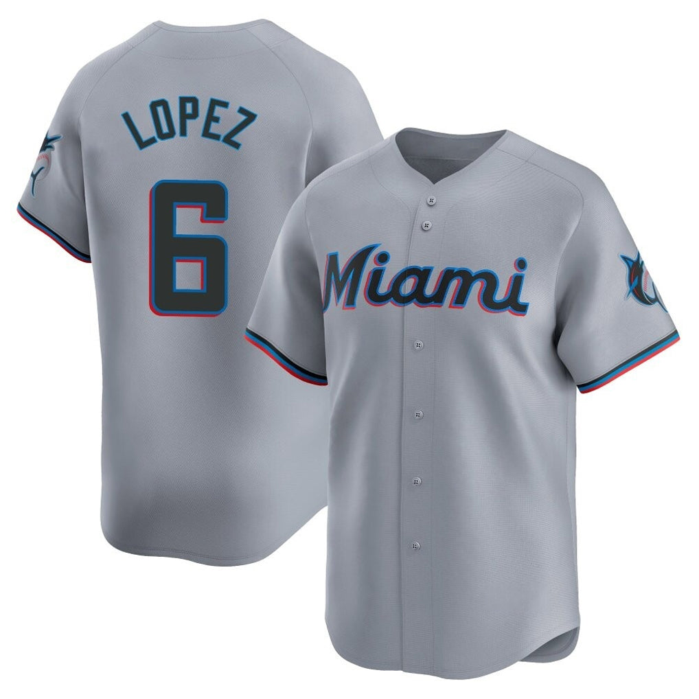 My Store M.Marlins #6 Otto Lopez Player Gray Home Limited Stitched Jerseys