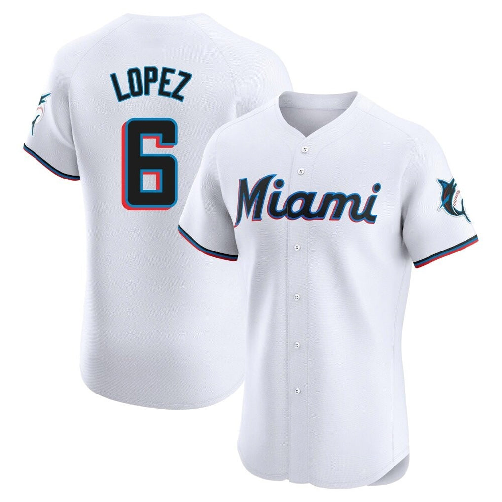 My Store M.Marlins #6 Otto Lopez Player White  Home Limited Elite Stitched Jerseys