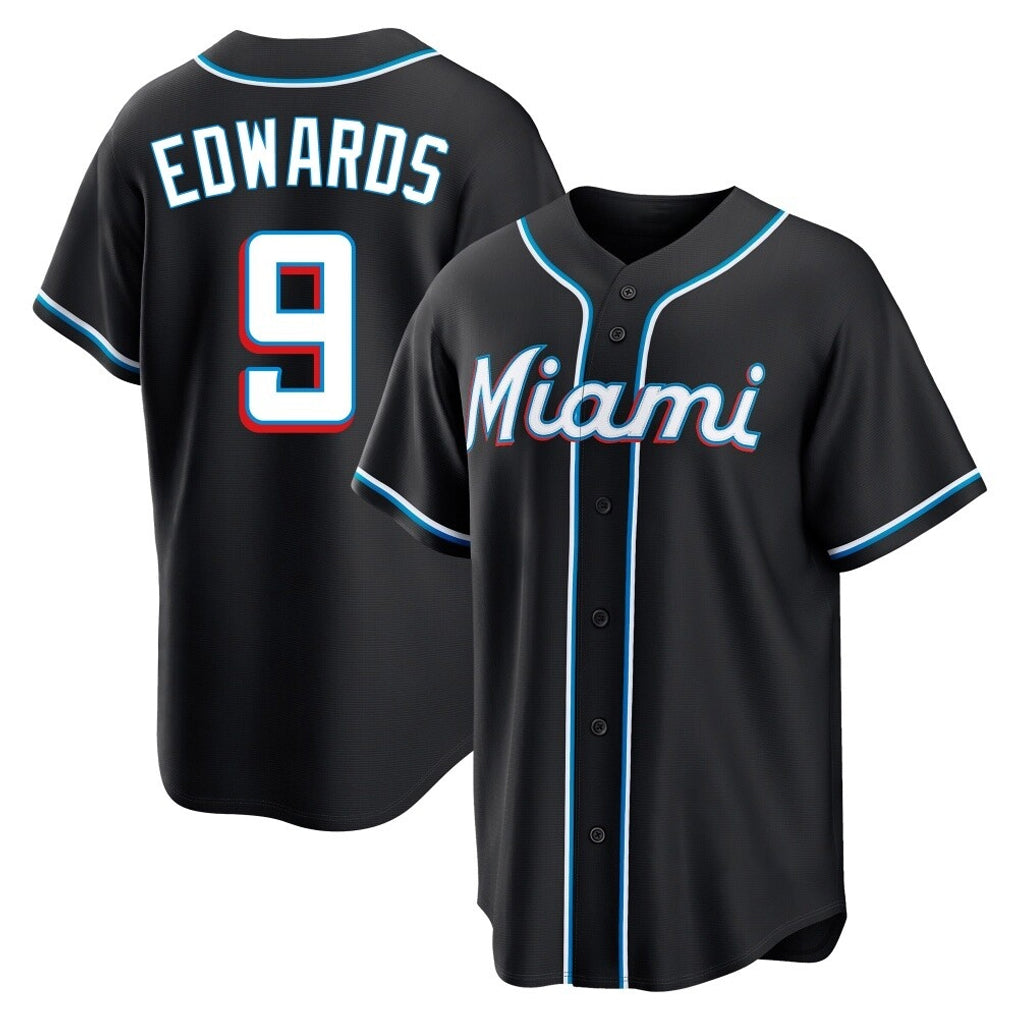 My Store M.Marlins #9 Xavier Edwards Player Black Fashion Out Home Game Stitched Jerseys