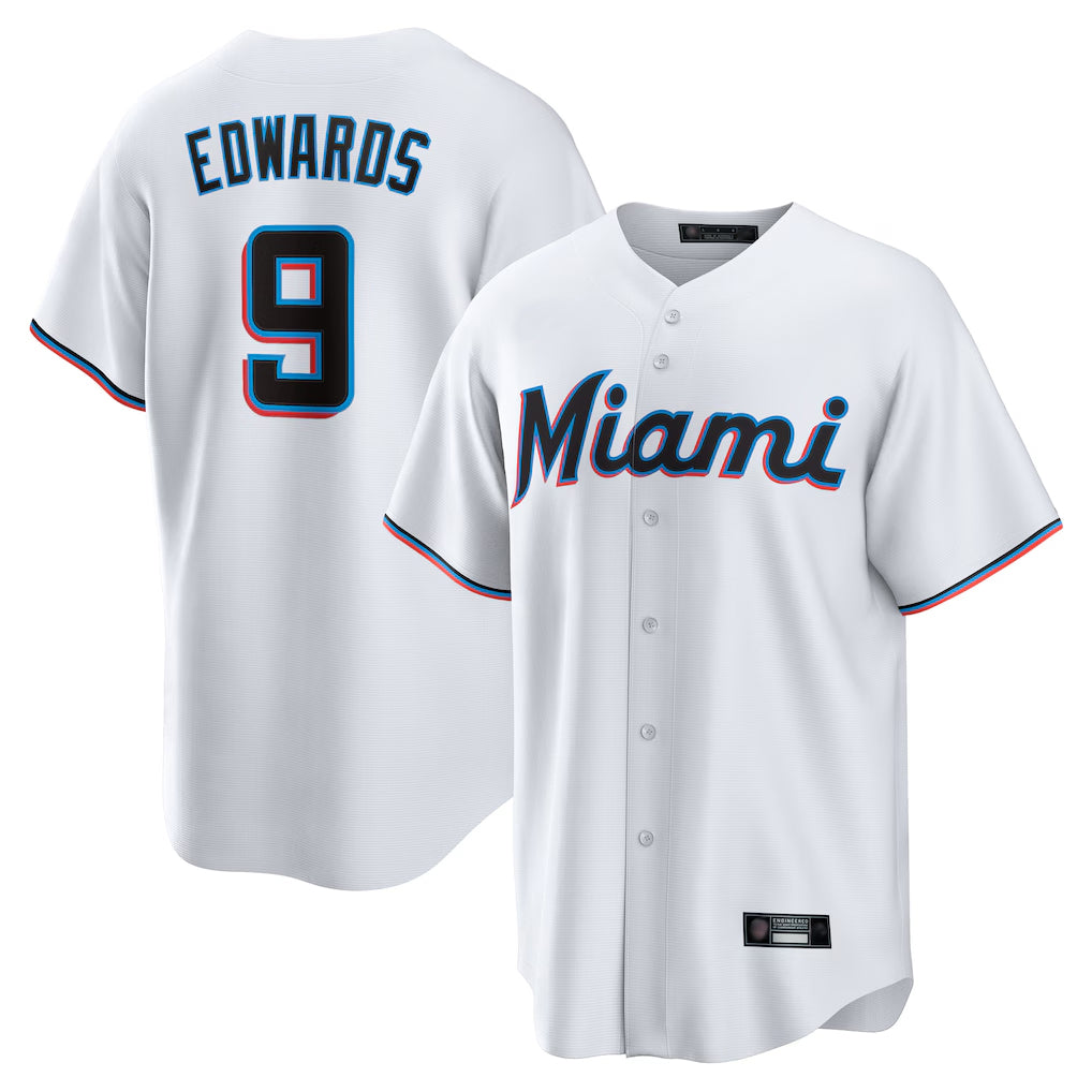 My Store M.Marlins #9 Xavier Edwards Player White  Home Game Stitched Jerseys