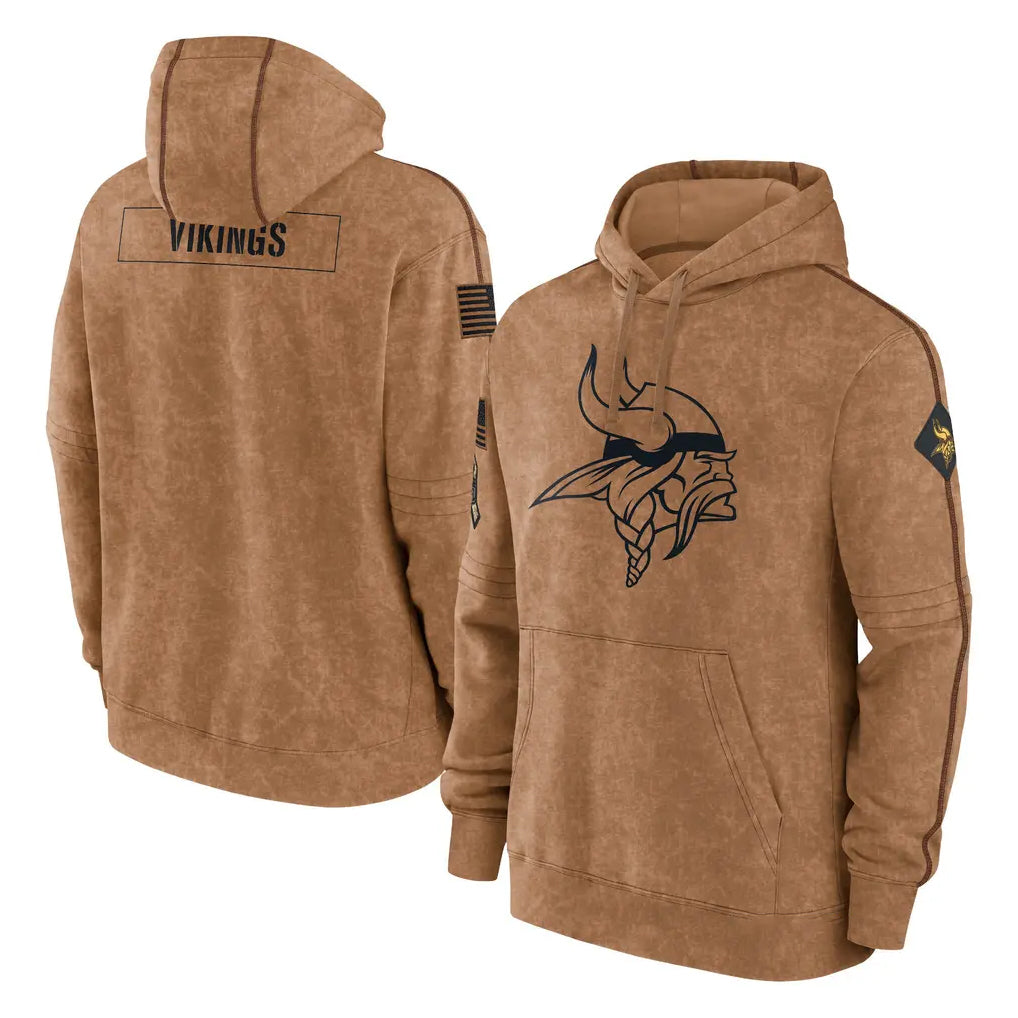 My Store M.Vikings Brown Salute to Service Pullover Hoodies Limited Game Blank Player Stitched Jerseys