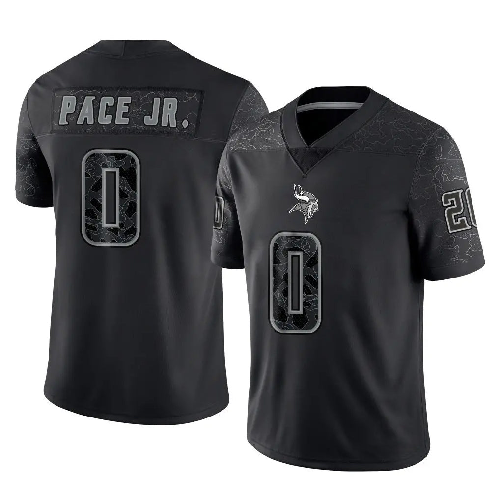 My Store M.Vikings #0 Ivan Pace Jr. Player Black Reflective LImited Home Game Stitched Jerseys