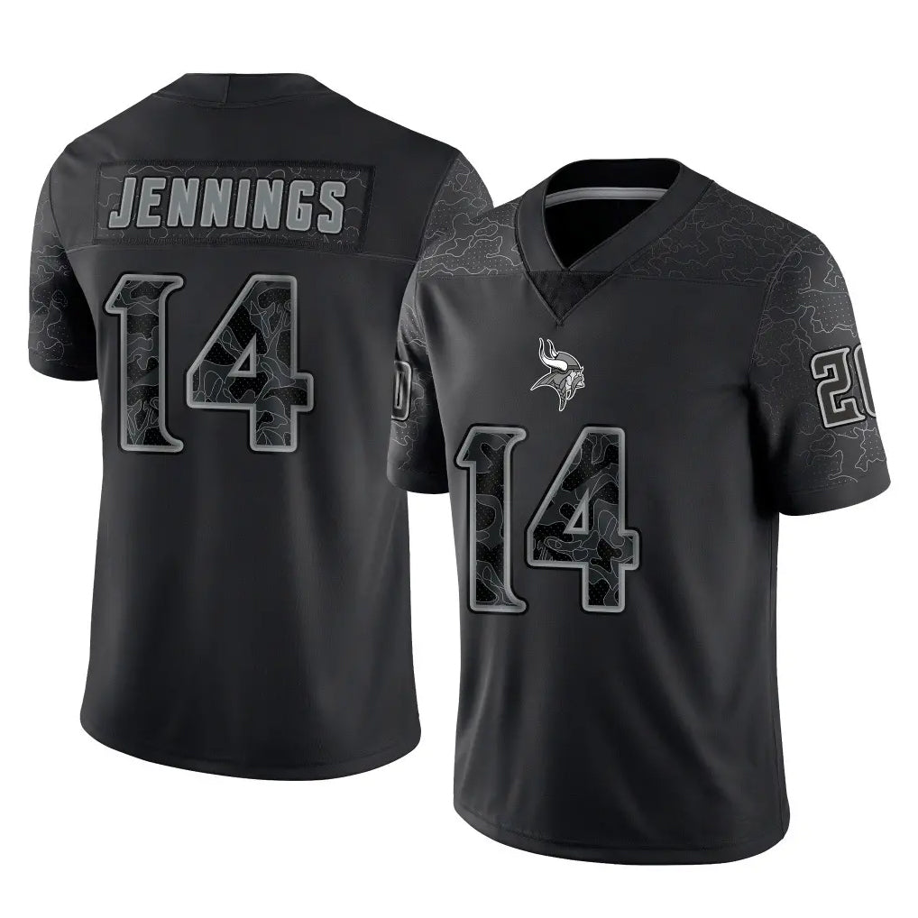 My Store M.Vikings #14 Jauan Jennings Player Black Reflective LImited Home Game Stitched Jerseys