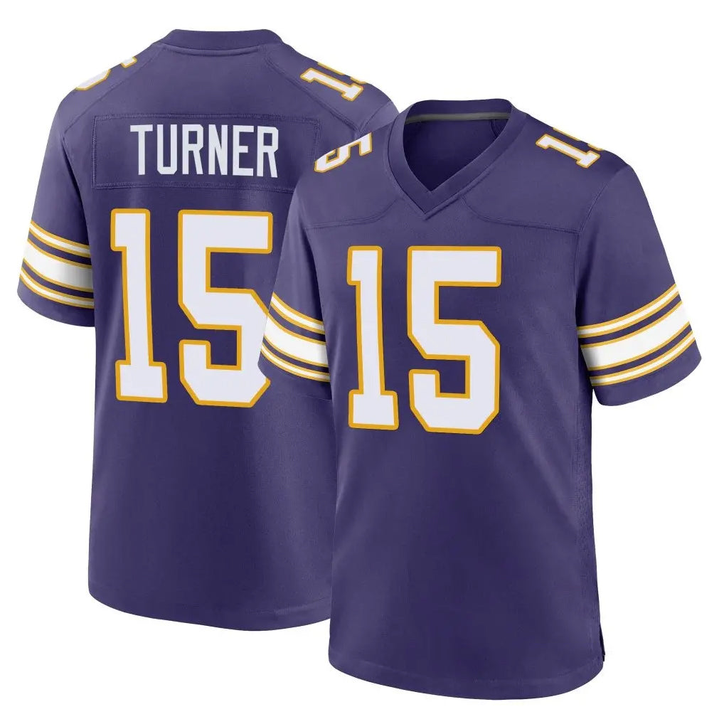 My Store M.Vikings #15 Dallas Turner Player Purple Classic Home Game Stitched Jerseys