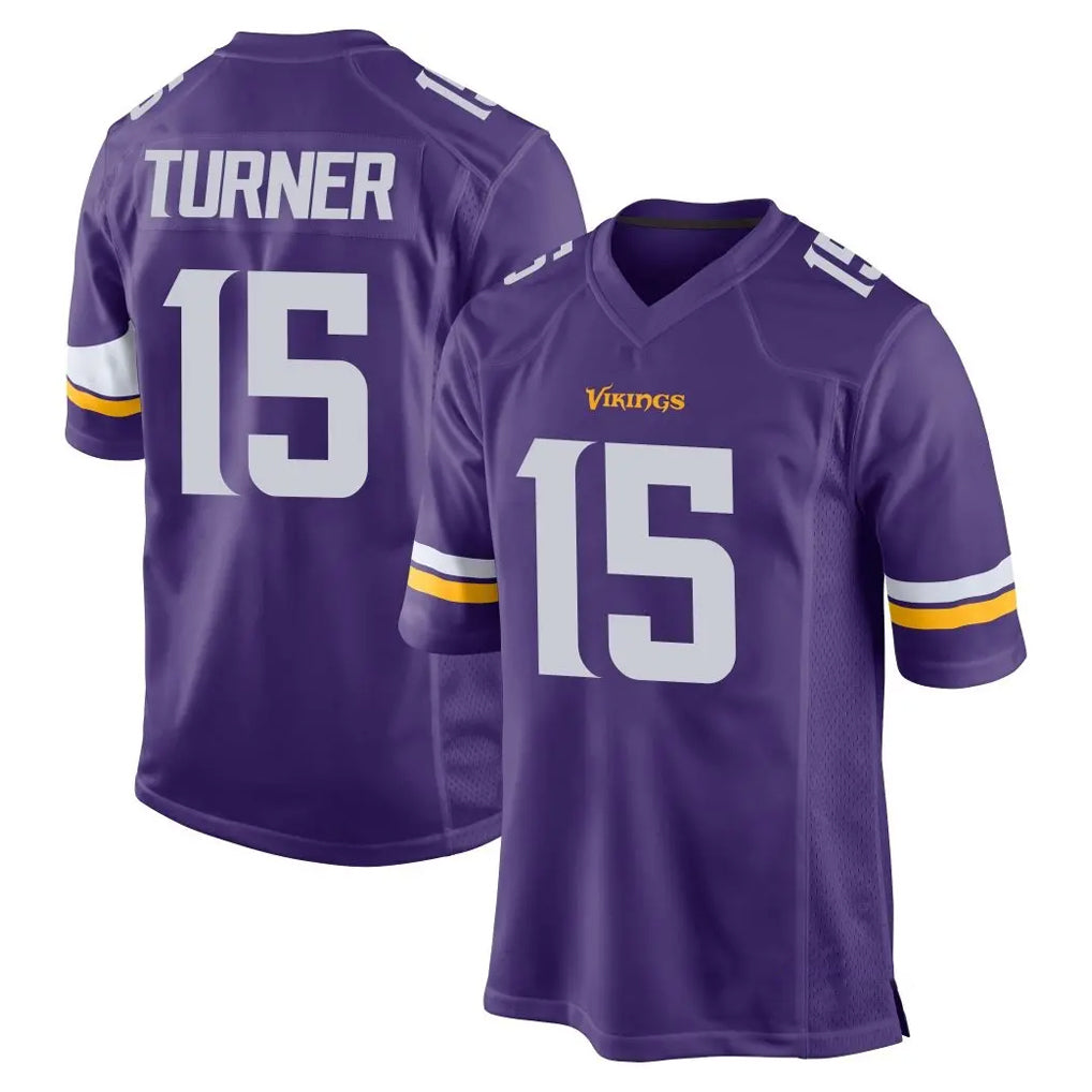 My Store M.Vikings #15 Dallas Turner Player Purple Home Game Stitched Jerseys