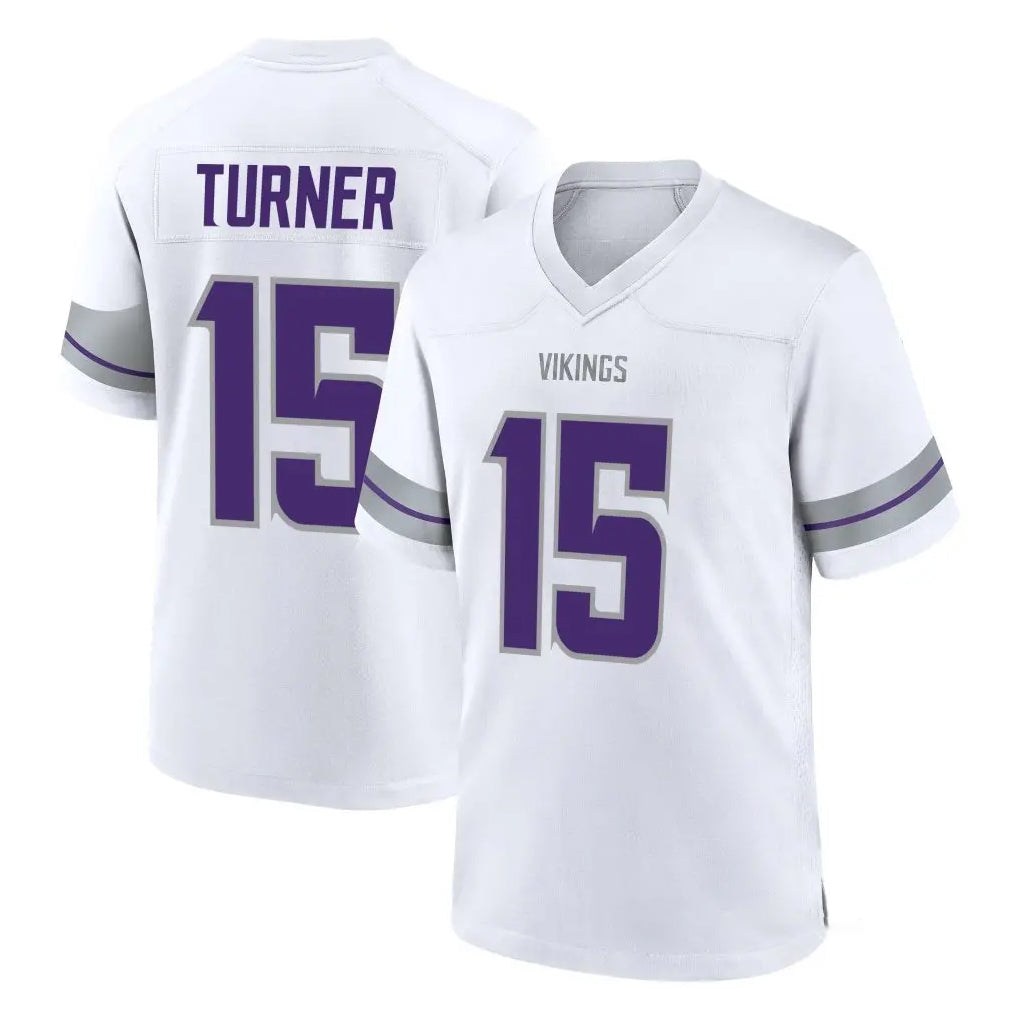 My Store M.Vikings #15 Dallas Turner Player White Alternate Home Game Stitched Jerseys