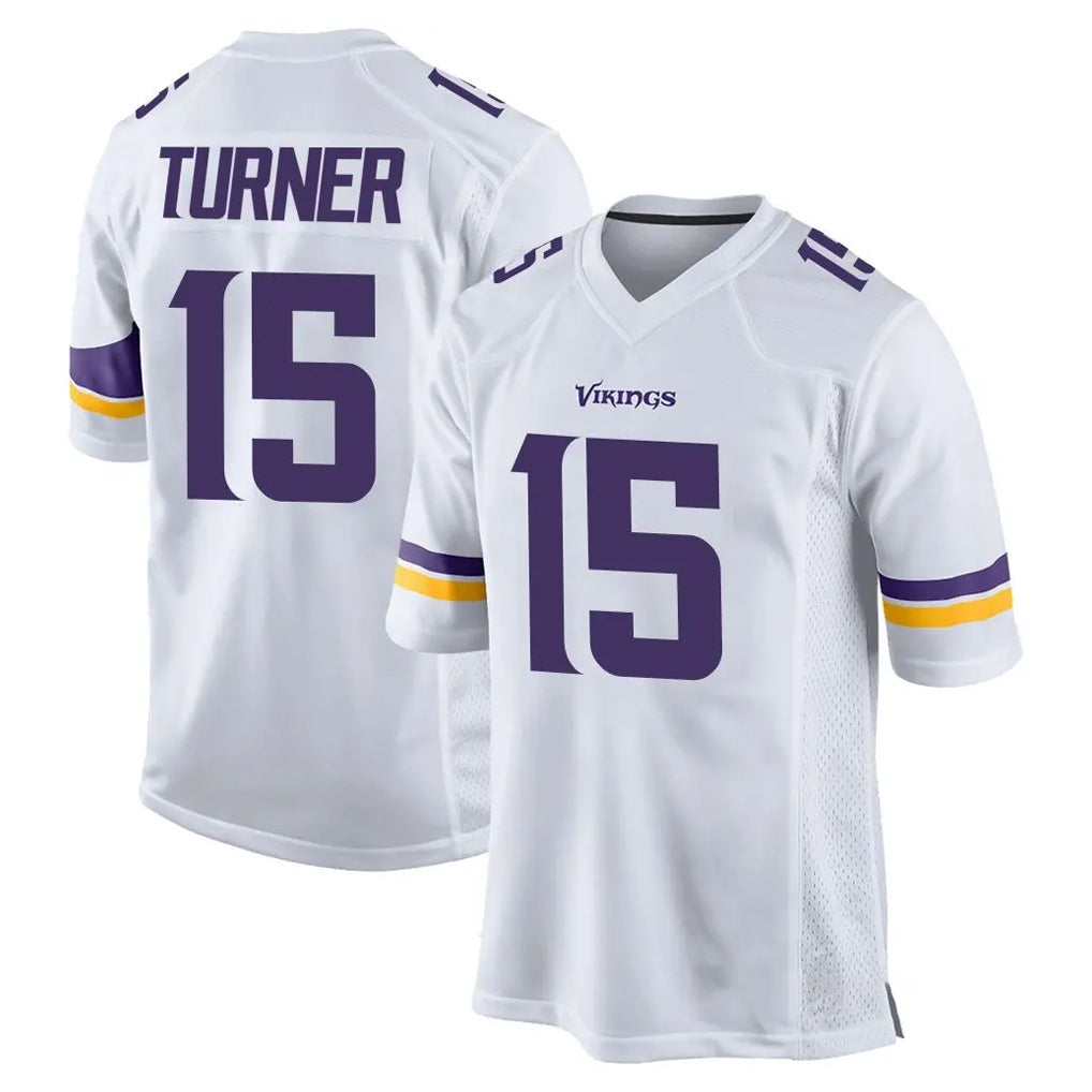 My Store M.Vikings #15 Dallas Turner Player White Home Game Stitched Jerseys