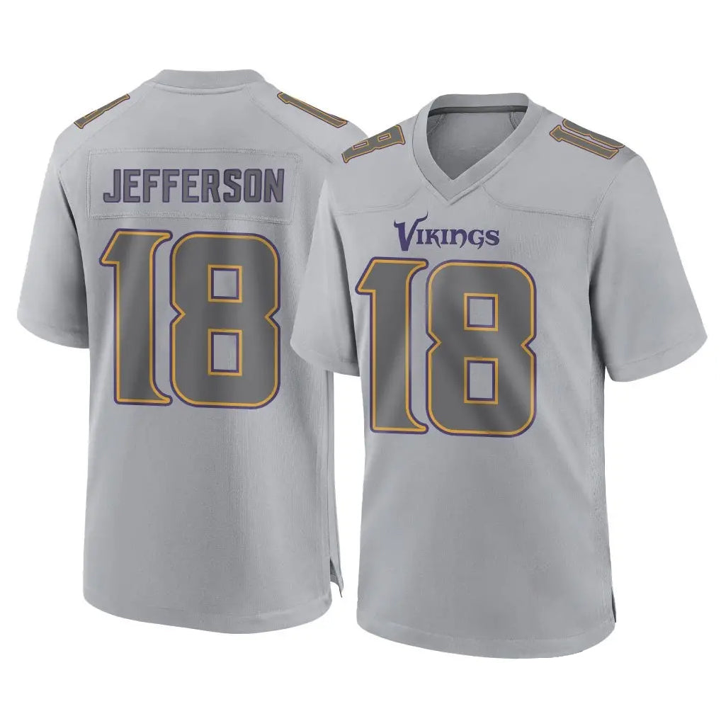 My Store M.Vikings #18 Justin Jefferson Player Gray Atmosphere Fashion Home Game Stitched Jerseys