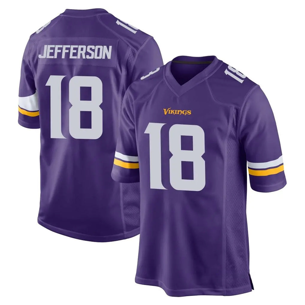 My Store M.Vikings #18 Justin Jefferson Player Purple Home Game Stitched Jerseys