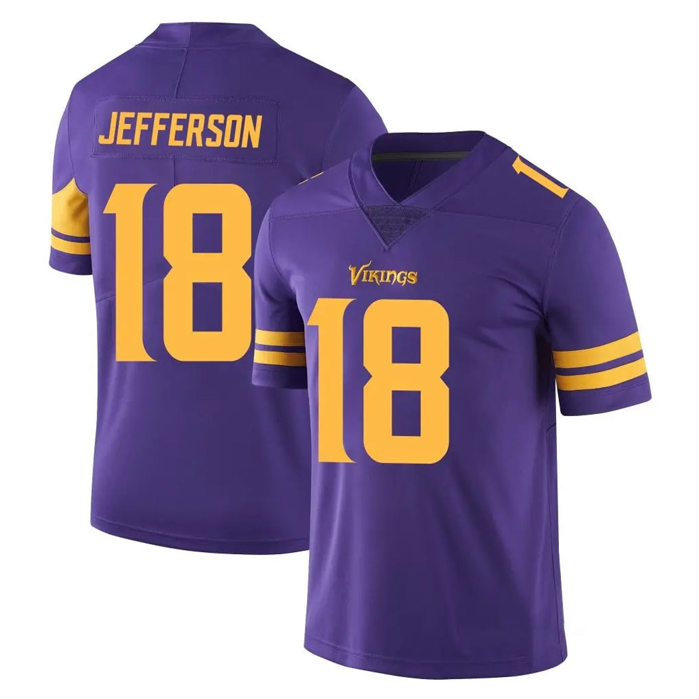 My Store M.Vikings #18 Justin Jefferson Player Purple Limited Color Rush Home Game Stitched Jerseys