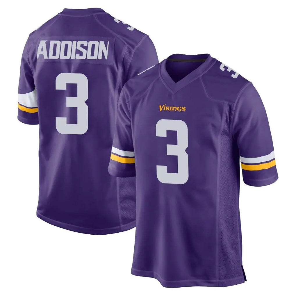 My Store M.Vikings #3 Jordan Addison Player Purple Home Game Stitched Jerseys