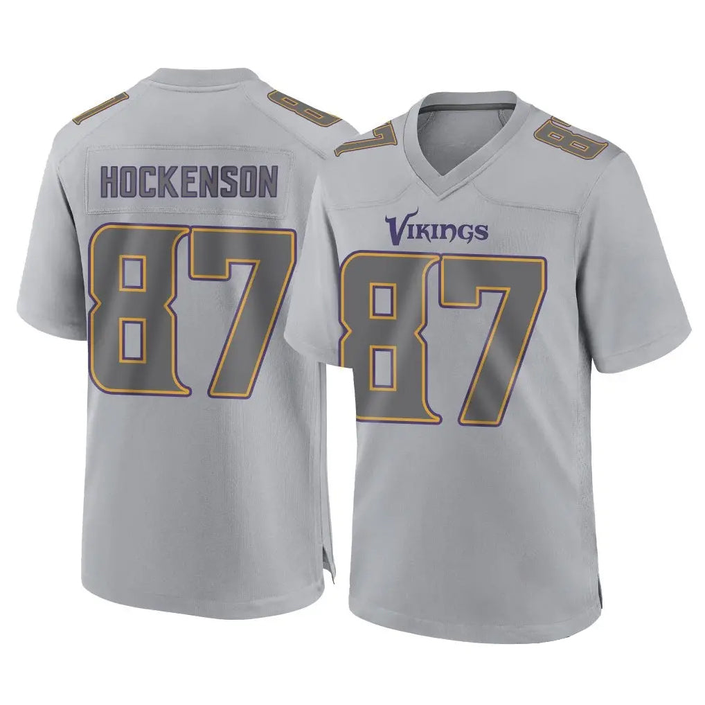 My Store M.Vikings #87 T.J. Hockenson Player Gray Atmosphere Fashion Home Game Stitched Jerseys