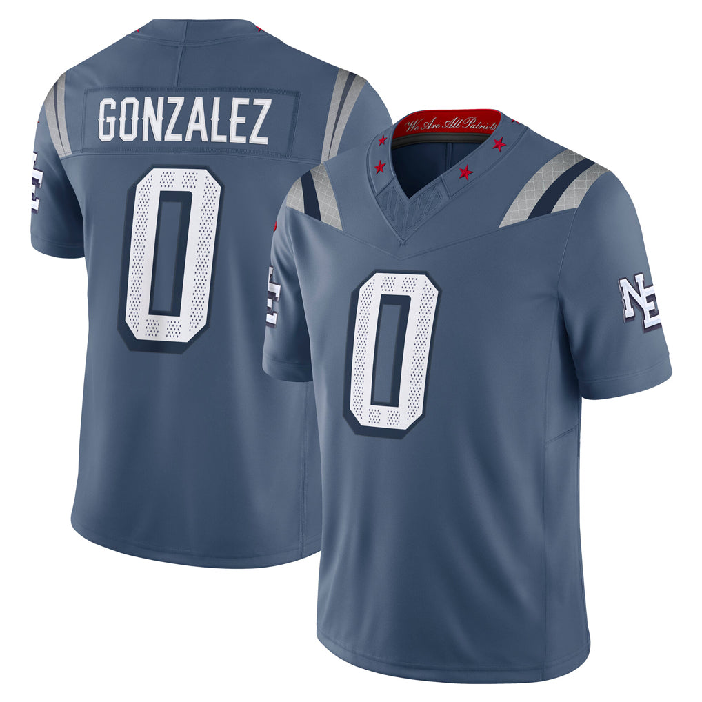 My Store NE.Patriots #0 Christian Gonzalez Player Blue Limited Rivalries Collection Home Game Stitched Jerseys