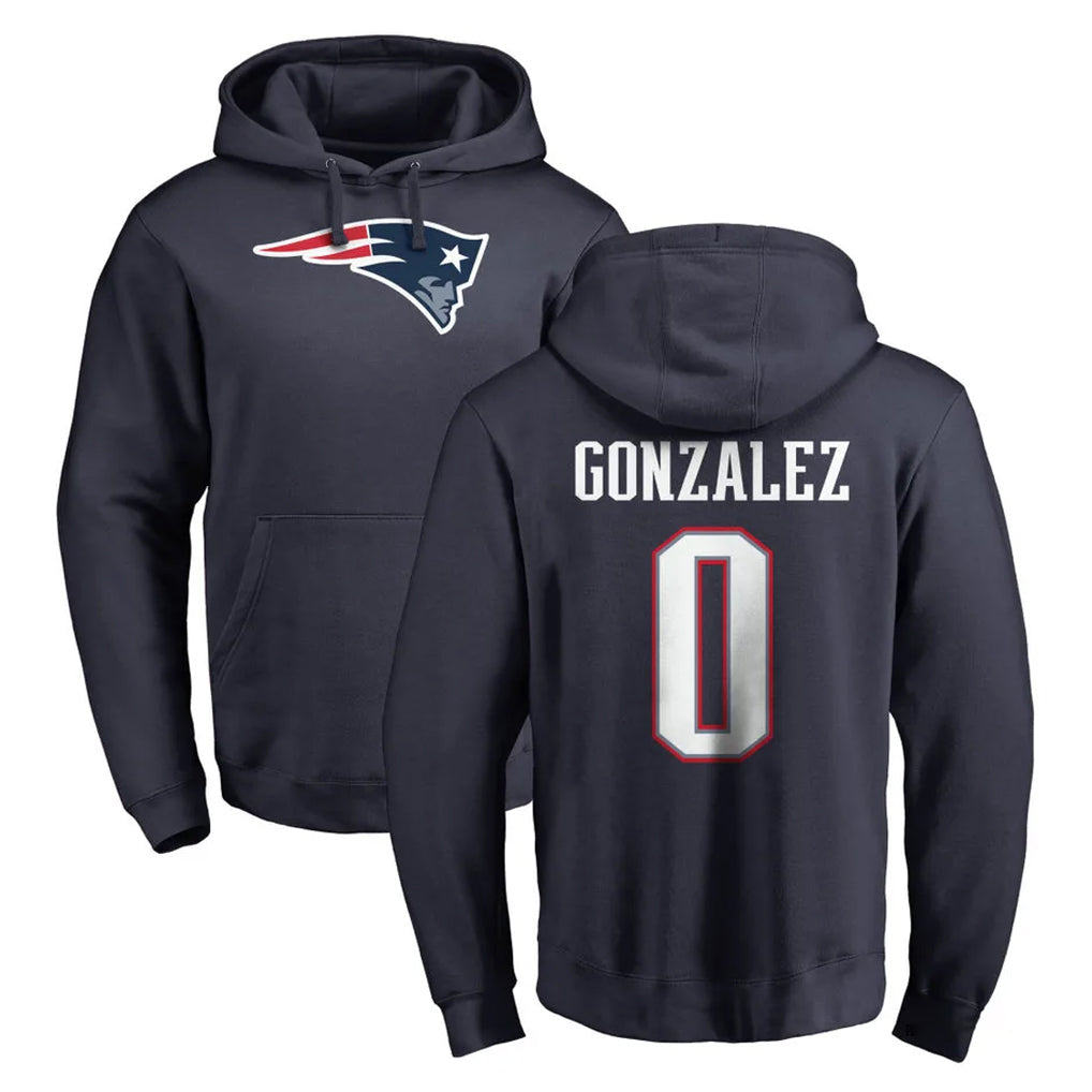 My Store NE.Patriots #0 Christian Gonzalez Player Navy LOGO Pullover Hoodies Home Game Stitched Jerseys