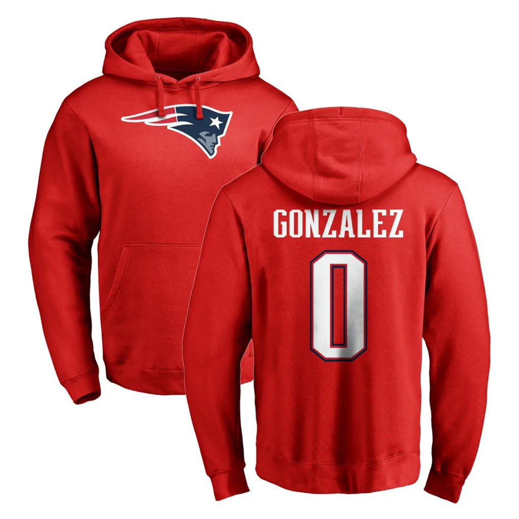 My Store NE.Patriots #0 Christian Gonzalez Player Red LOGO Pullover Hoodies Home Game Stitched Jerseys