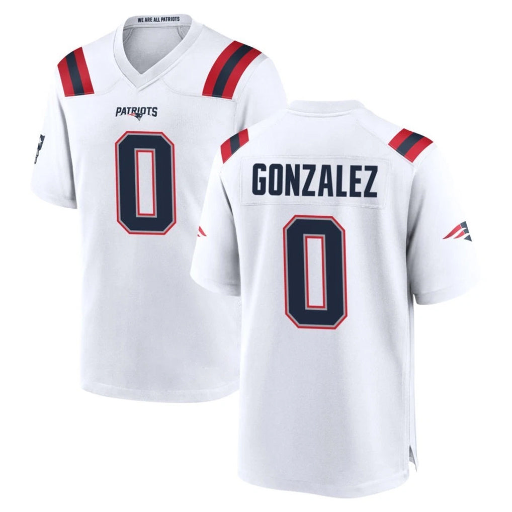 My Store NE.Patriots #0 Christian Gonzalez Player White Home Game Stitched Jerseys