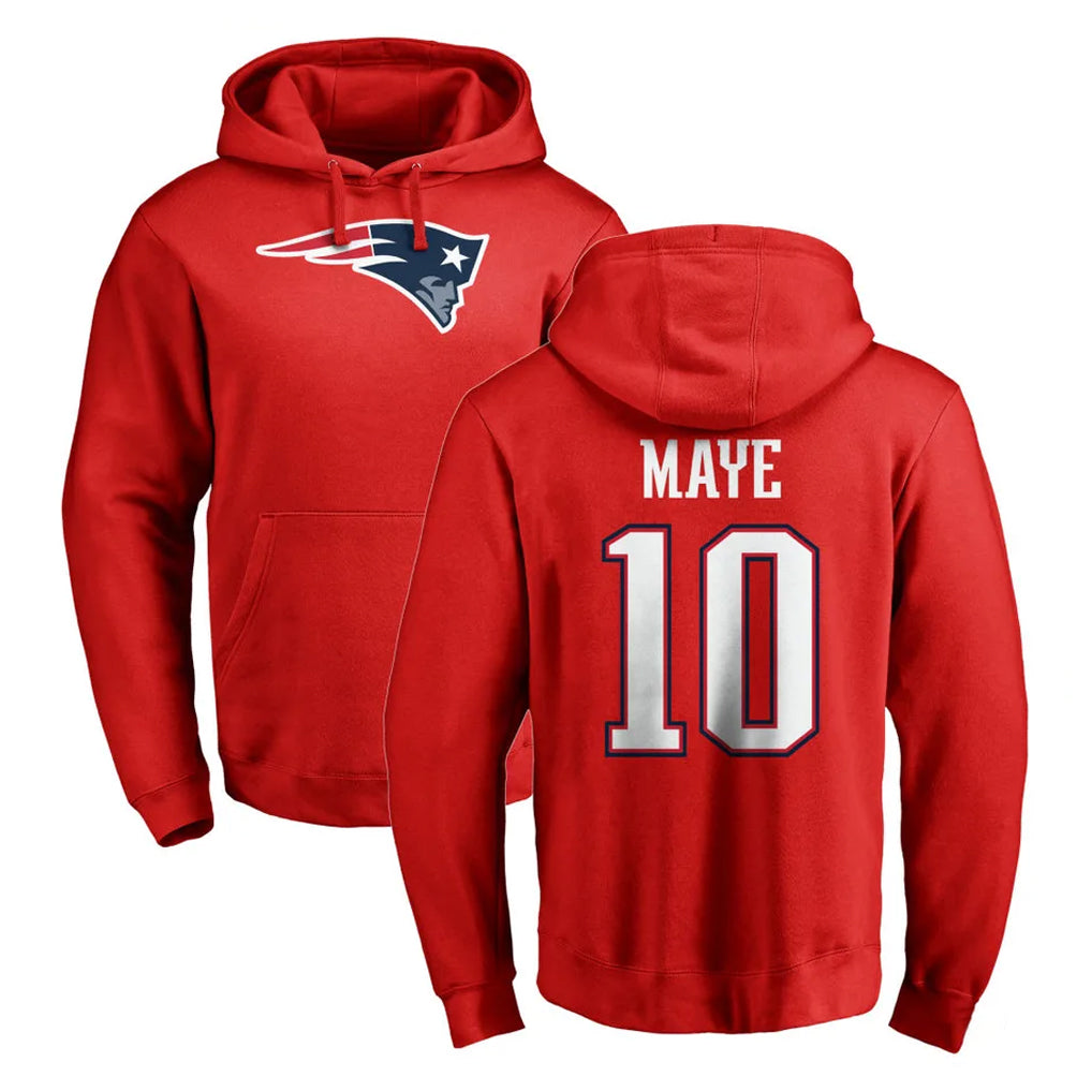 My Store NE.Patriots #10 Drake Maye Player Red LOGO Pullover Hoodies Home Game Stitched Jerseys