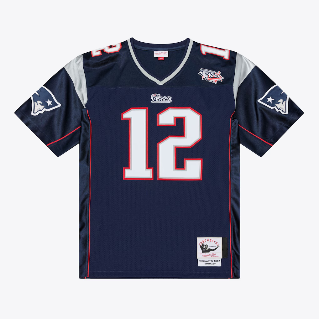 My Store NE.Patriots #12 Tom Brady Mitchell & Ness Navy Super Bowl XXXVI Authentic Throwback Stitched Jerseys