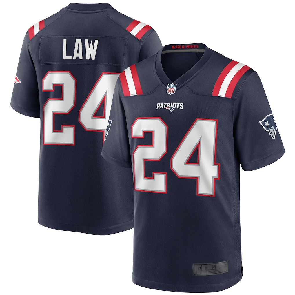 My Store NE.Patriots #24  Ty Law Navy Game Retired Player Stitched Jerseys