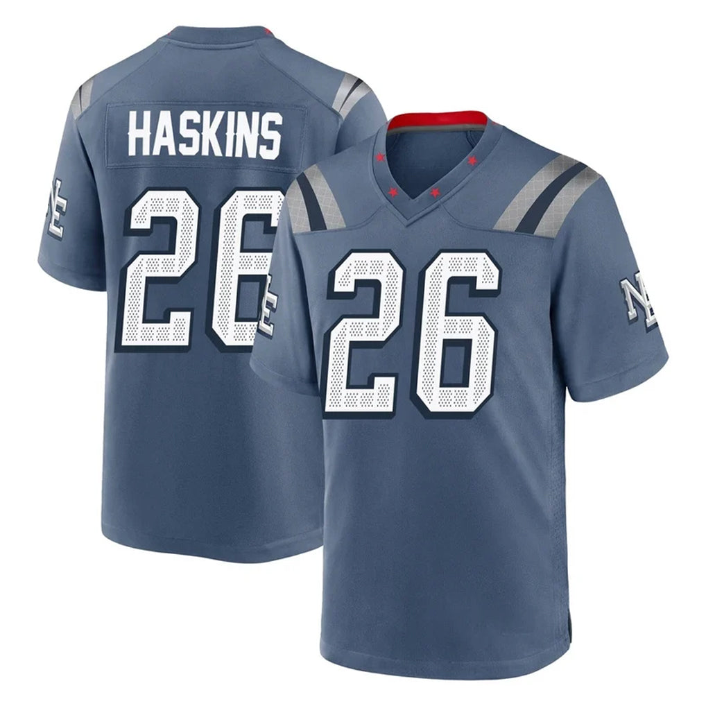 My Store NE.Patriots #26 Hassan Haskins Player Blue Rivalries Collection Home Game Stitched Jerseys