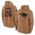 My Store NE.Patriots #26 Hassan Haskins Player Brown Salute to Service Pullover Hoodies Limited Game Stitched Jerseys