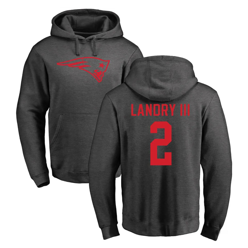 My Store NE.Patriots #2 Harold Landry III Player Gray Pullover Hoodies Home Game Stitched Jerseys