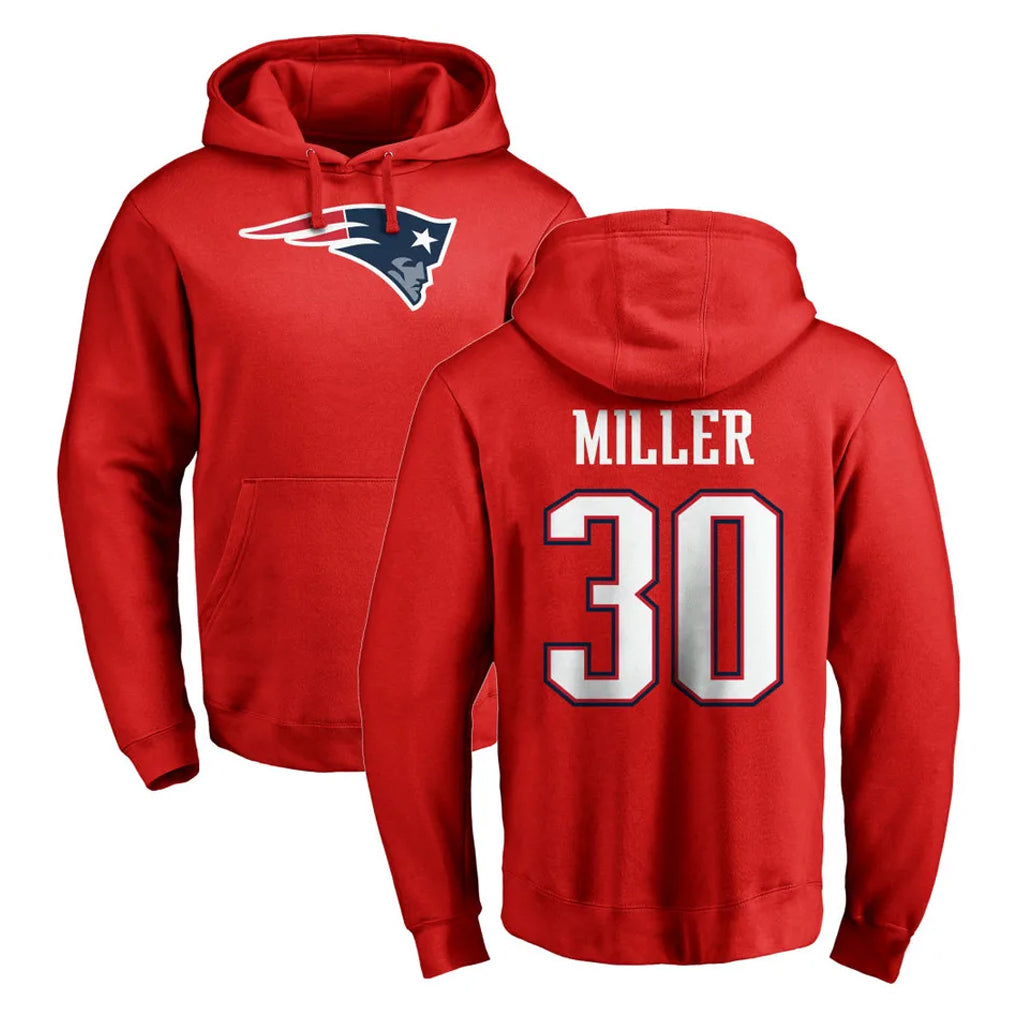 My Store NE.Patriots #30 Jam Miller Player Red LOGO Pullover Hoodies Home Game Stitched Jerseys