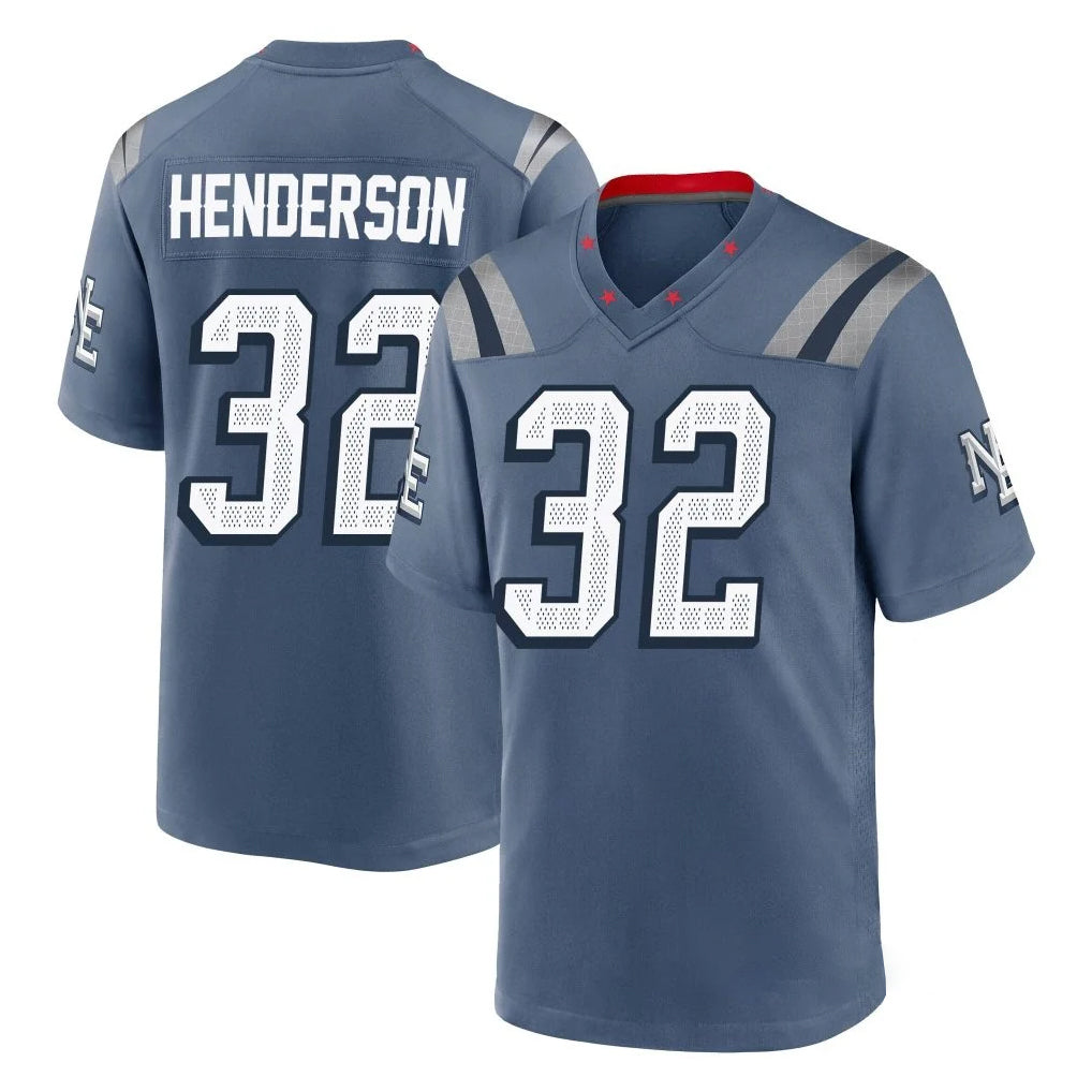 My Store NE.Patriots #32 TreVeyon Henderson Player Blue Rivalries Collection Home Game Stitched Jerseys