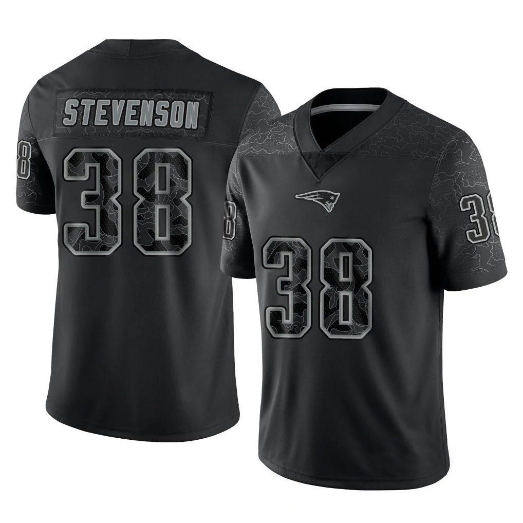 My Store NE.Patriots #38 Rhamondre Stevenson Player Black Reflective LImited Home Game Stitched Jerseys