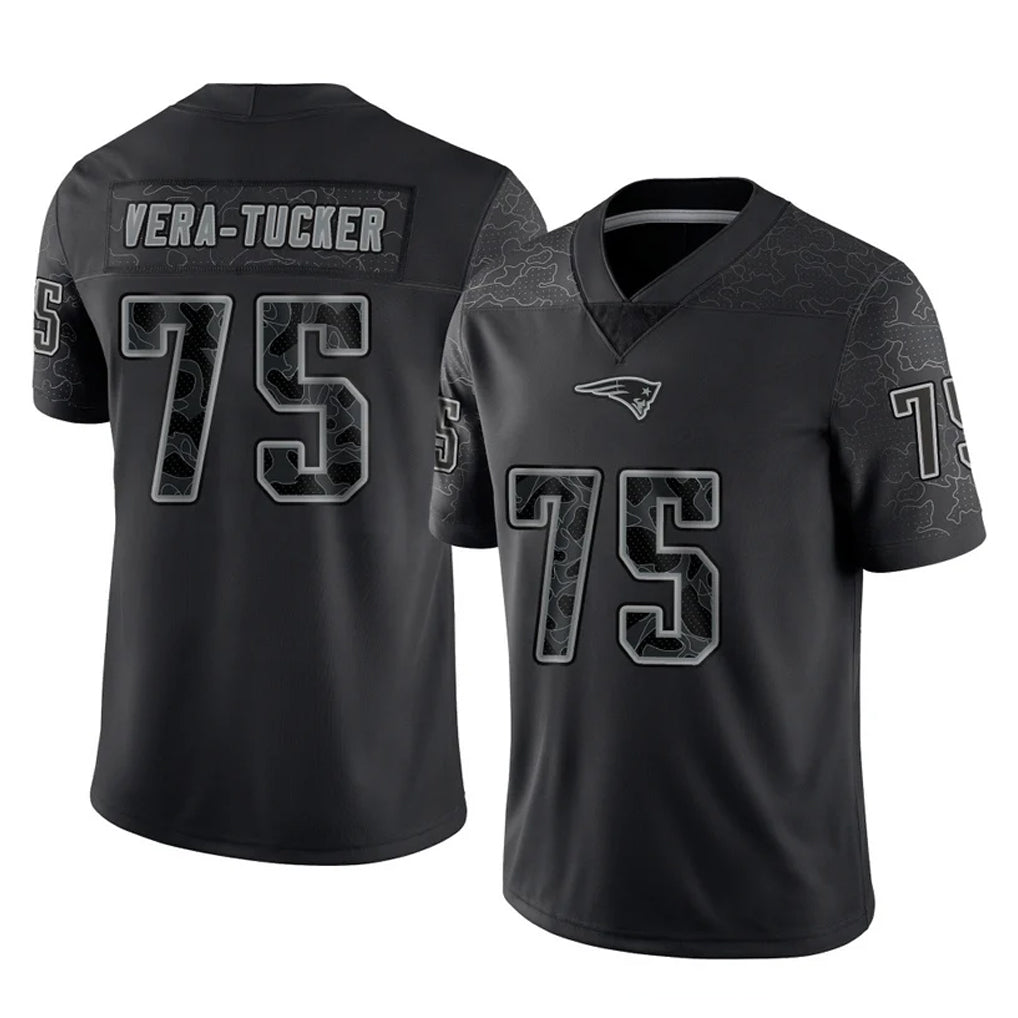 My Store NE.Patriots #75 Alijah Vera-Tucker Player Black Reflective LImited Home Game Stitched Jerseys